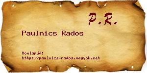 Paulnics Rados névjegykártya